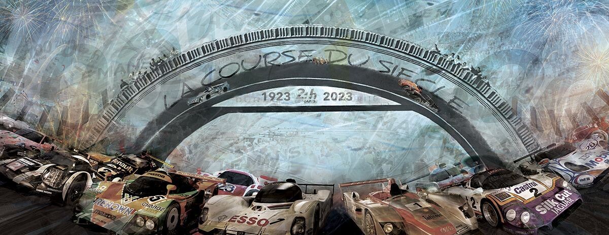 Oeuvre commémorative du centenaire des 24h du Mans | Oeuvre réalisée par l'artiste officielle des 24h du Mans Caroline LLONG | Art automobile