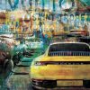 Oeuvre PORSCHE 911 type 992 4S | St Tropez | Artiste Caroline LLONG | Fournisseur officiel de la fédération des clubs Porsche de France | Art automobile | Art contemporain | tableau Porsche