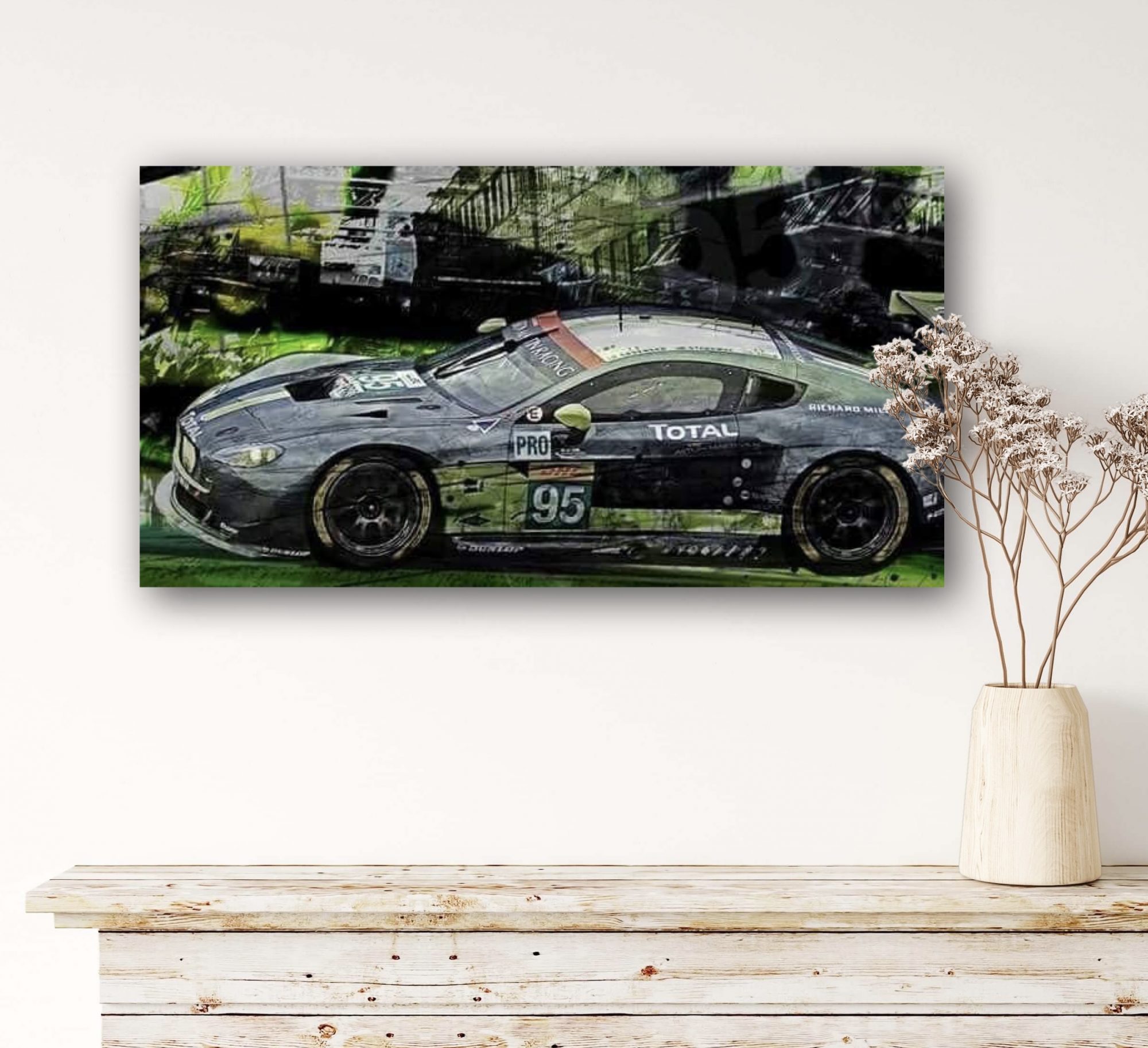 Oeuvre Aston Martin Racing | Le Mans 2017 | Caroline LLONG | Artiste officielle des 24h du Mans | Art automobile | tableau Aston Martin