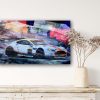 Oeuvre Aston Martin Racing Gulf | Caroline LLONG | artiste officielle des 24h du Mans | art automobile | tableau AMR | tableau gulf