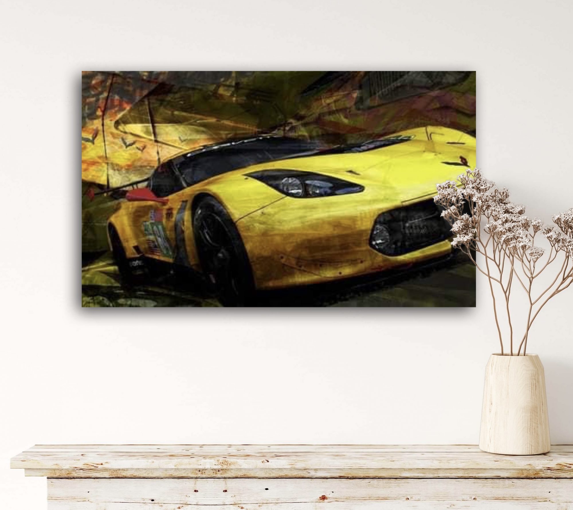 Oeuvre Toyota C7R | Caroline LLONG | artiste officielle des 24h du Mans | art automobile | tableau Corvette