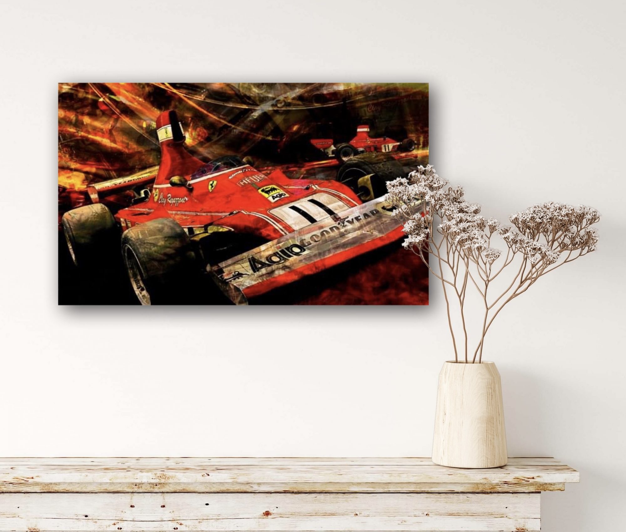 Oeuvre Ferrari & F1 | 312 B3 | artiste Caroline LLONG | art automobile | tableau Ferrari | tableau formule 1 | tableau F1