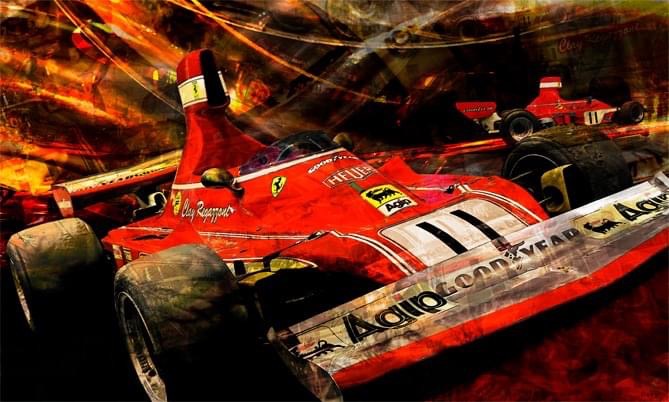 Oeuvre Ferrari & F1 | 312 B3 | artiste Caroline LLONG | art automobile | tableau Ferrari | tableau formule 1 | tableau F1