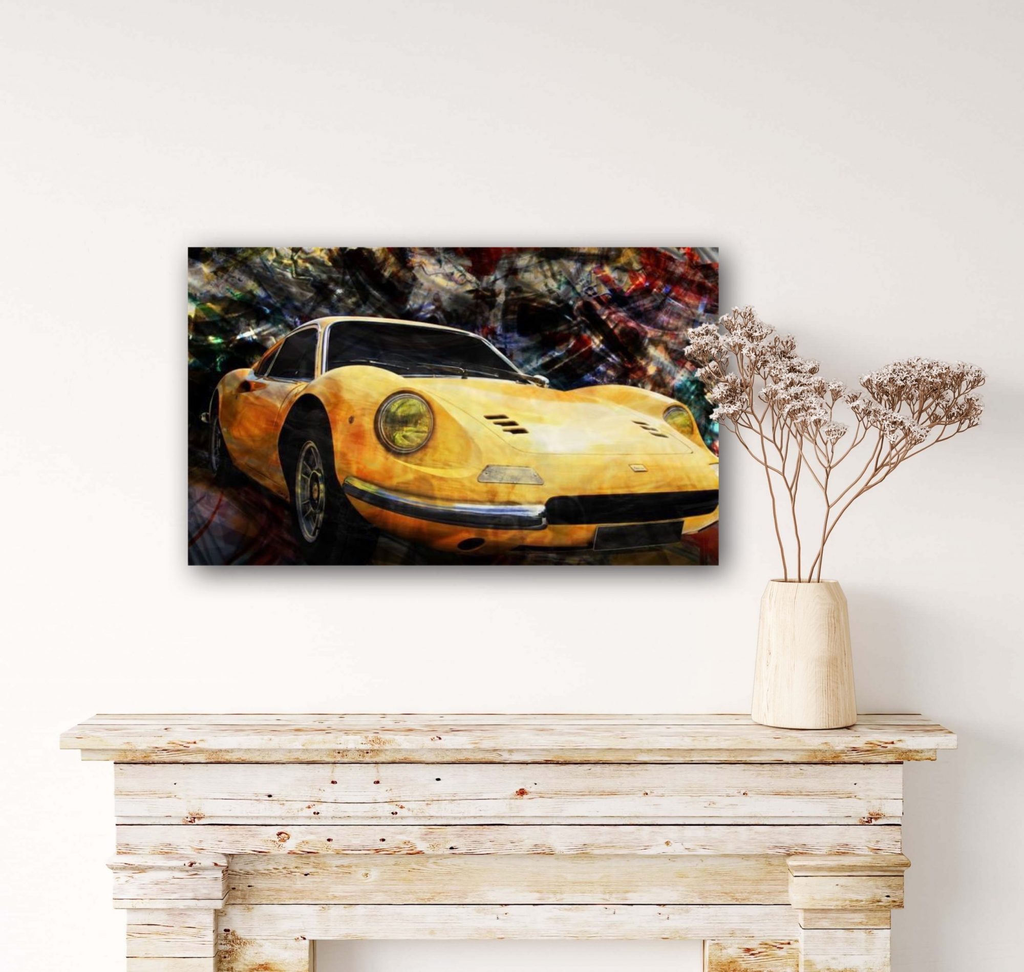 Oeuvre Ferrari Dino | Artiste Caroline LLONG | Art automobile | tableau Ferrari