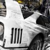 Oeuvre FERRARI F40 - hypercar - artiste Caroline LLONG - art automobile - tableau Ferrari - noir & blanc