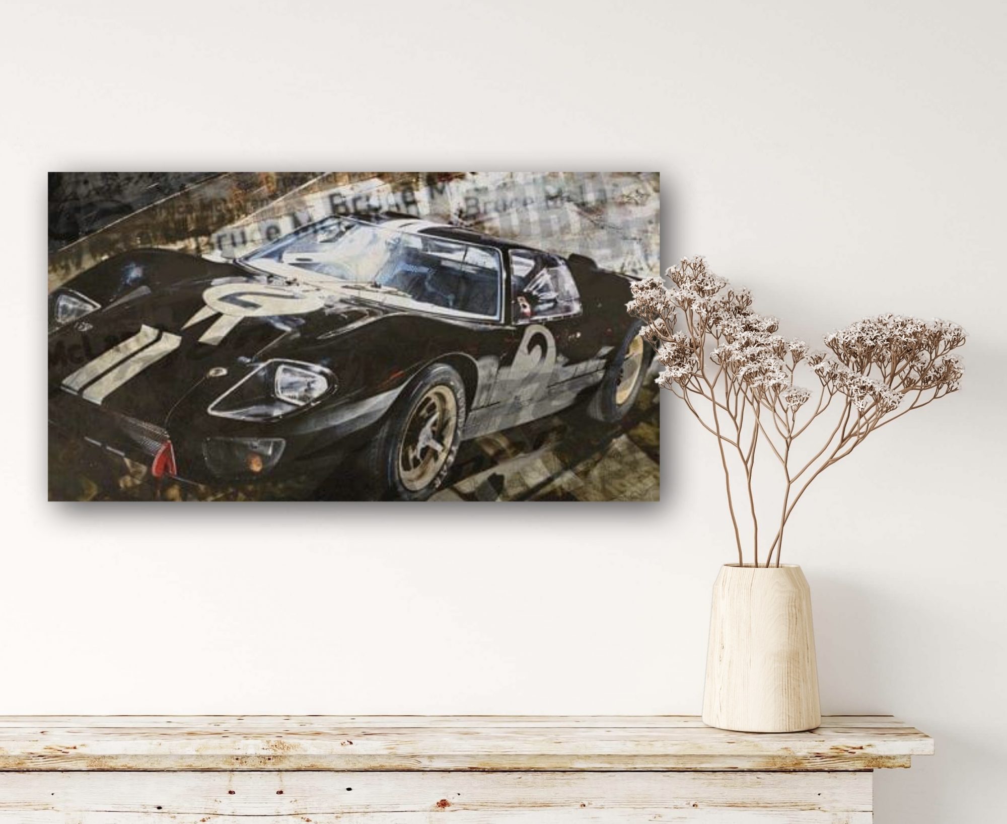 Oeuvre Ford GT40 | Le Mans | Caroline LLONG | artiste officielle des 24h du Mans | art automobile | tableau ford