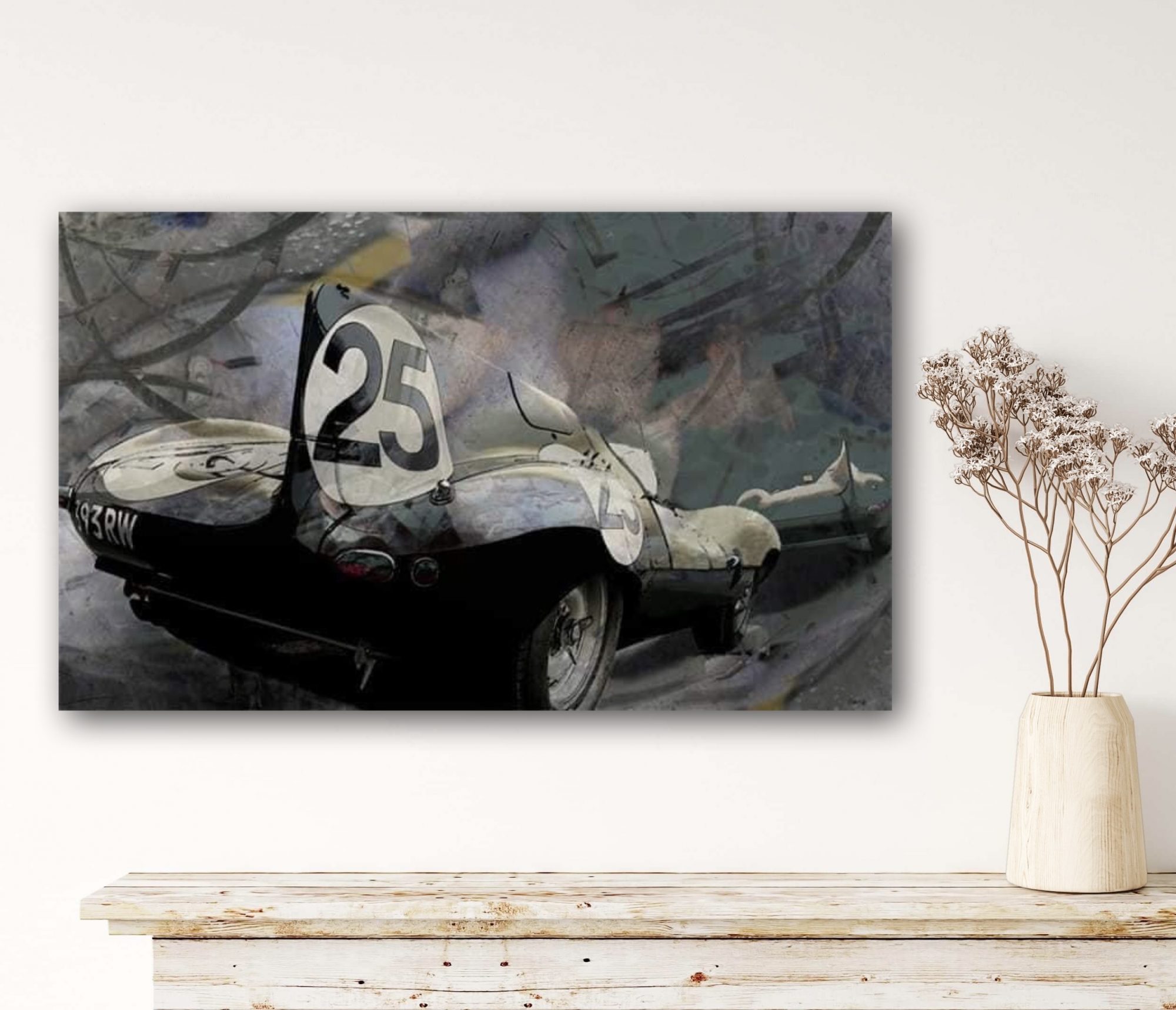 Oeuvre Jaguar type D | Caroline LLONG | Artiste officielle des 24h du Mans | Art automobile