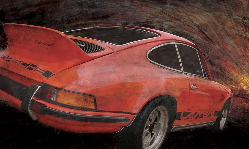 Oeuvre Porsche 2.7rs - artiste Caroline LLONG - fournisseur officiel de la fédération des clubs Porsche de France - art automobile - tableau
