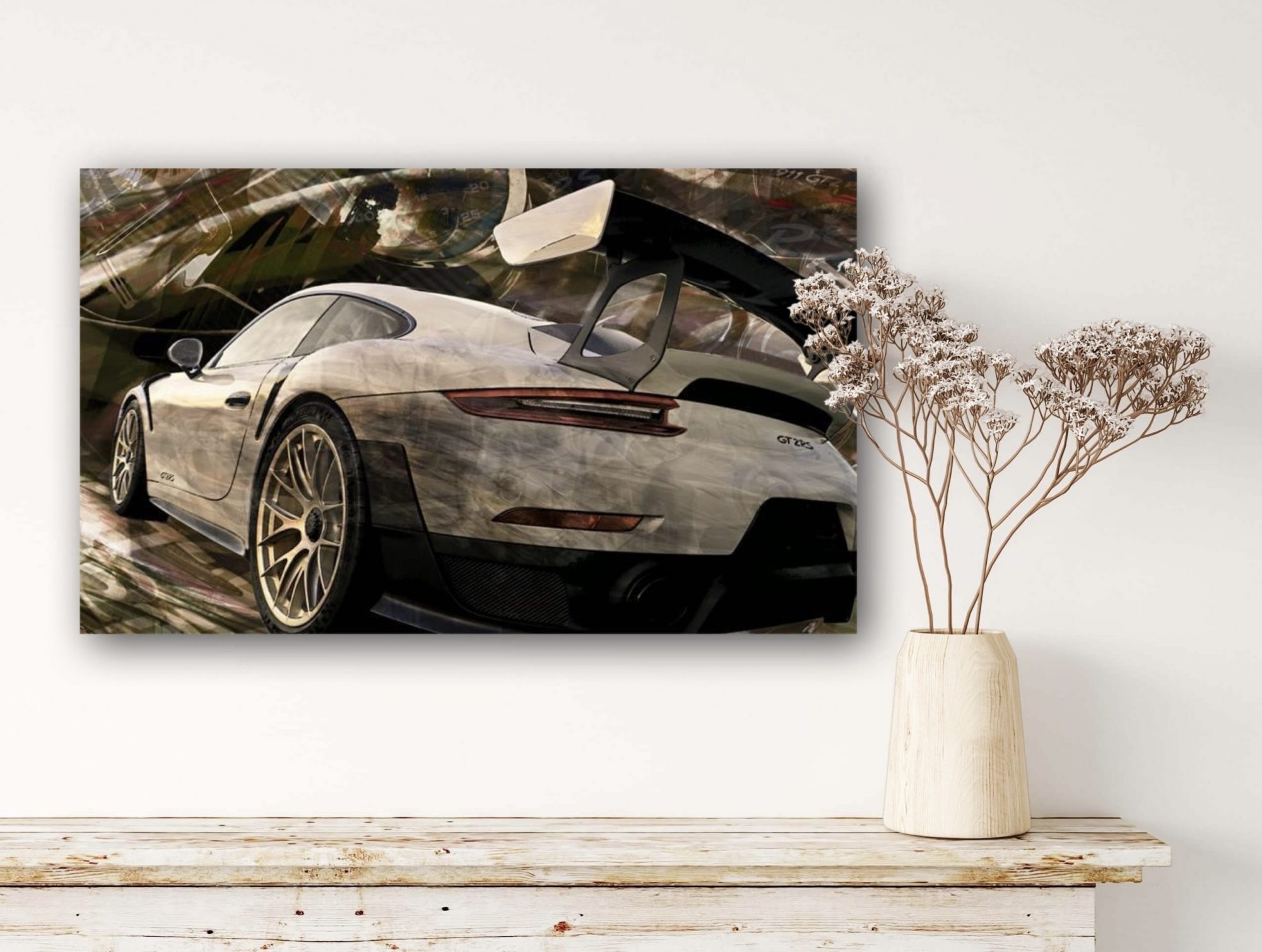 Oeuvre Porsche 911 type 991 GT2RS | artiste Caroline LLONG | fournisseur officiel de la fédération des clubs Porsche de France | art automobile | tableau Porsche