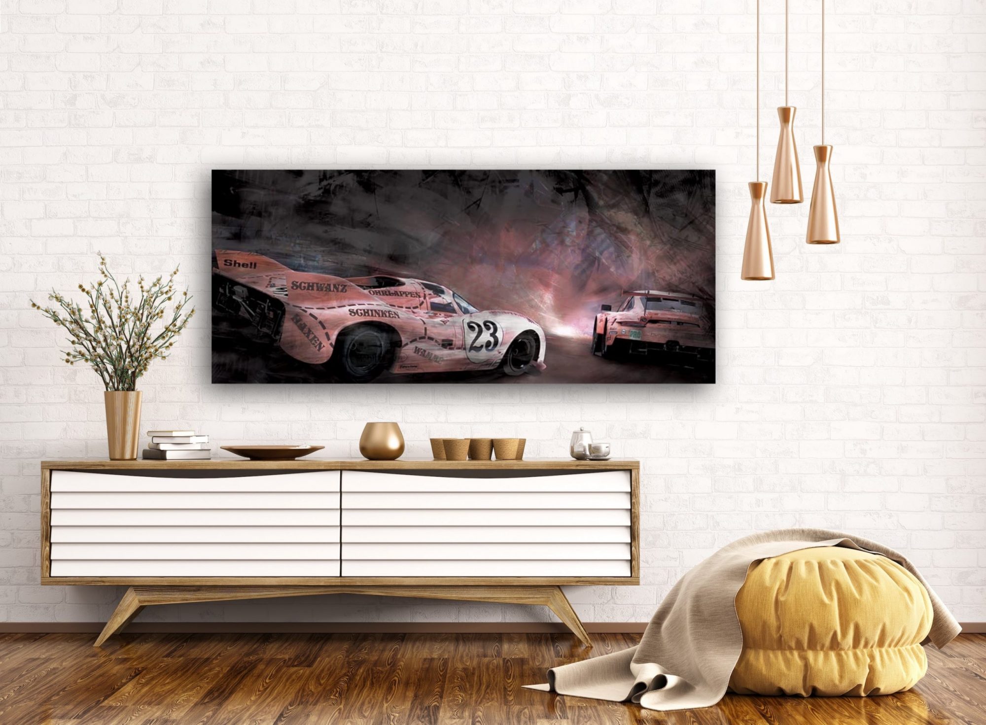Oeuvre Porsche | Pink Pig | 917 & 991 RSR | Caroline LLONG | Artiste officielle des 24h du Mans | Fournisseur officiel de la fédération des clubs Porsche de France