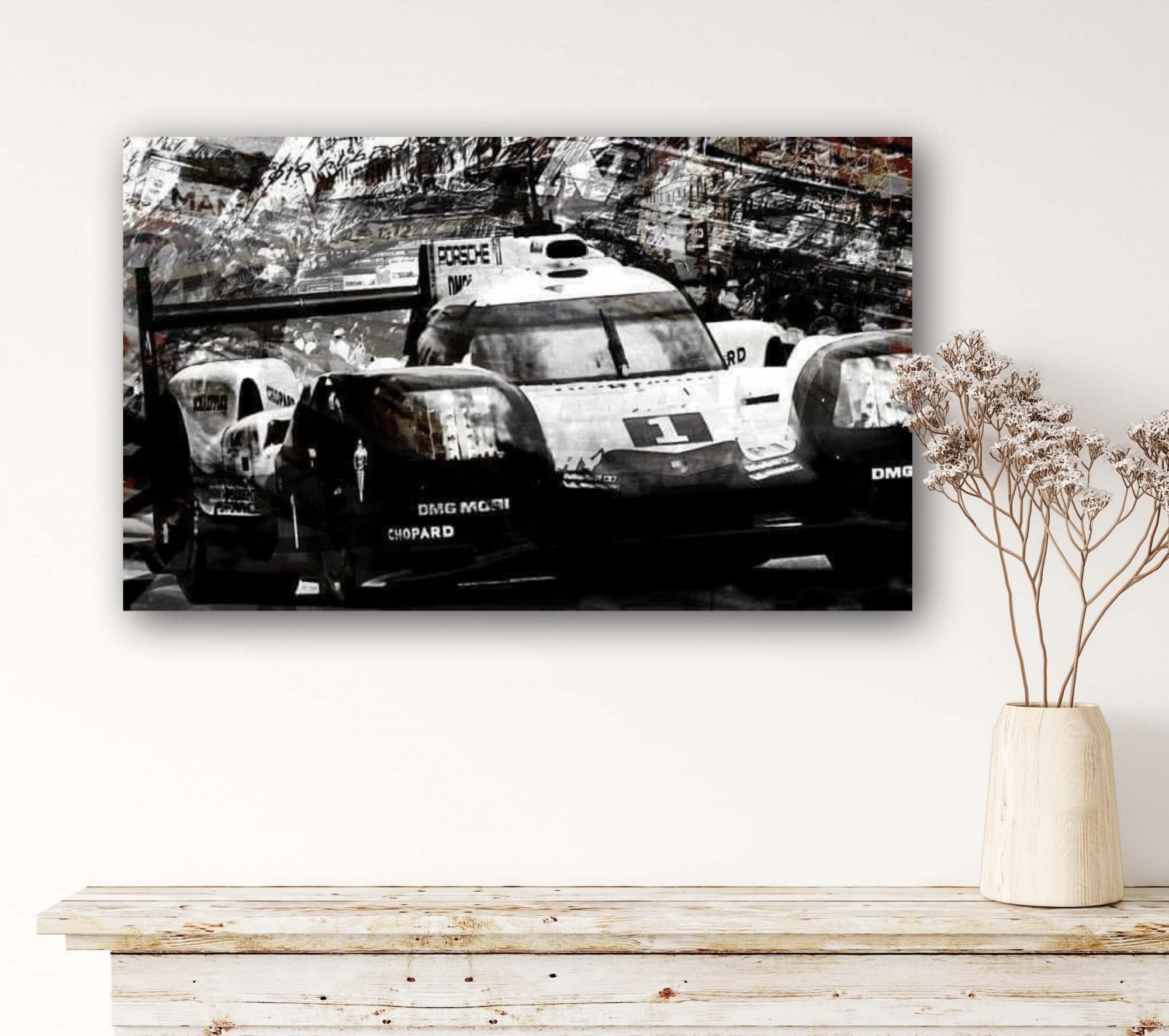 Oeuvre Porsche 919 | victoire LMP1 2017 | Caroline LLONG | artiste officielle des 24h du Mans | art automobile | tableau Porsche