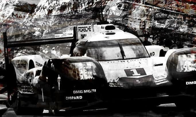 Oeuvre Porsche 919 | victoire LMP1 2017 | Caroline LLONG | artiste officielle des 24h du Mans | art automobile | tableau Porsche