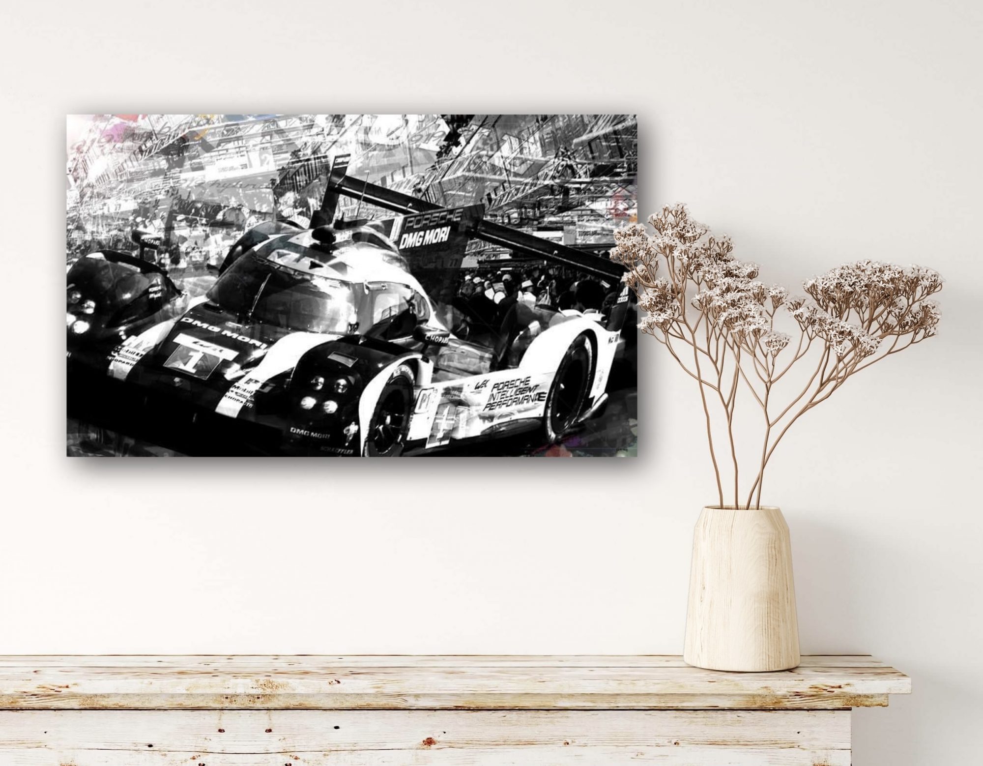 Oeuvre Porsche 919 LMP1 2016 | Caroline LLONG | artiste officielle des 24h du Mans | art automobile | tableau Porsche