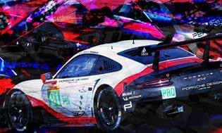 Oeuvre PORSCHE 991 RSR | Le Mans 2017 | Caroline LLONG | artiste officielle des 24h du Mans | art automobile | tableau Porsche