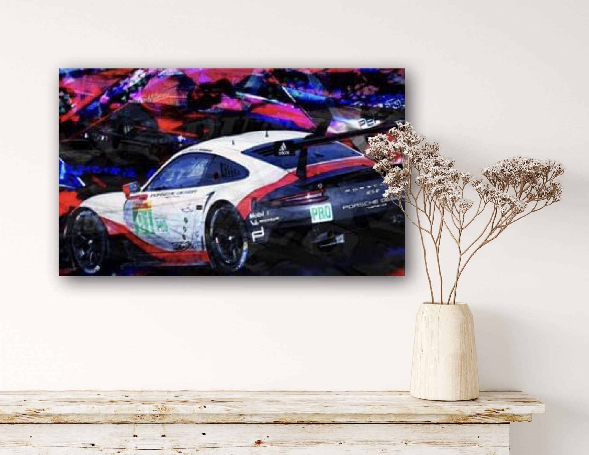 Oeuvre PORSCHE 991 RSR | Le Mans 2017 | Caroline LLONG | artiste officielle des 24h du Mans | art automobile | tableau Porsche