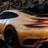 Oeuvre Porsche 911 | 991 turbo S | Exclusive Gold | artiste Caroline LLONG | fournisseur officiel de la fédération des clubs Porsche de France | art automobile | tableau Porsche