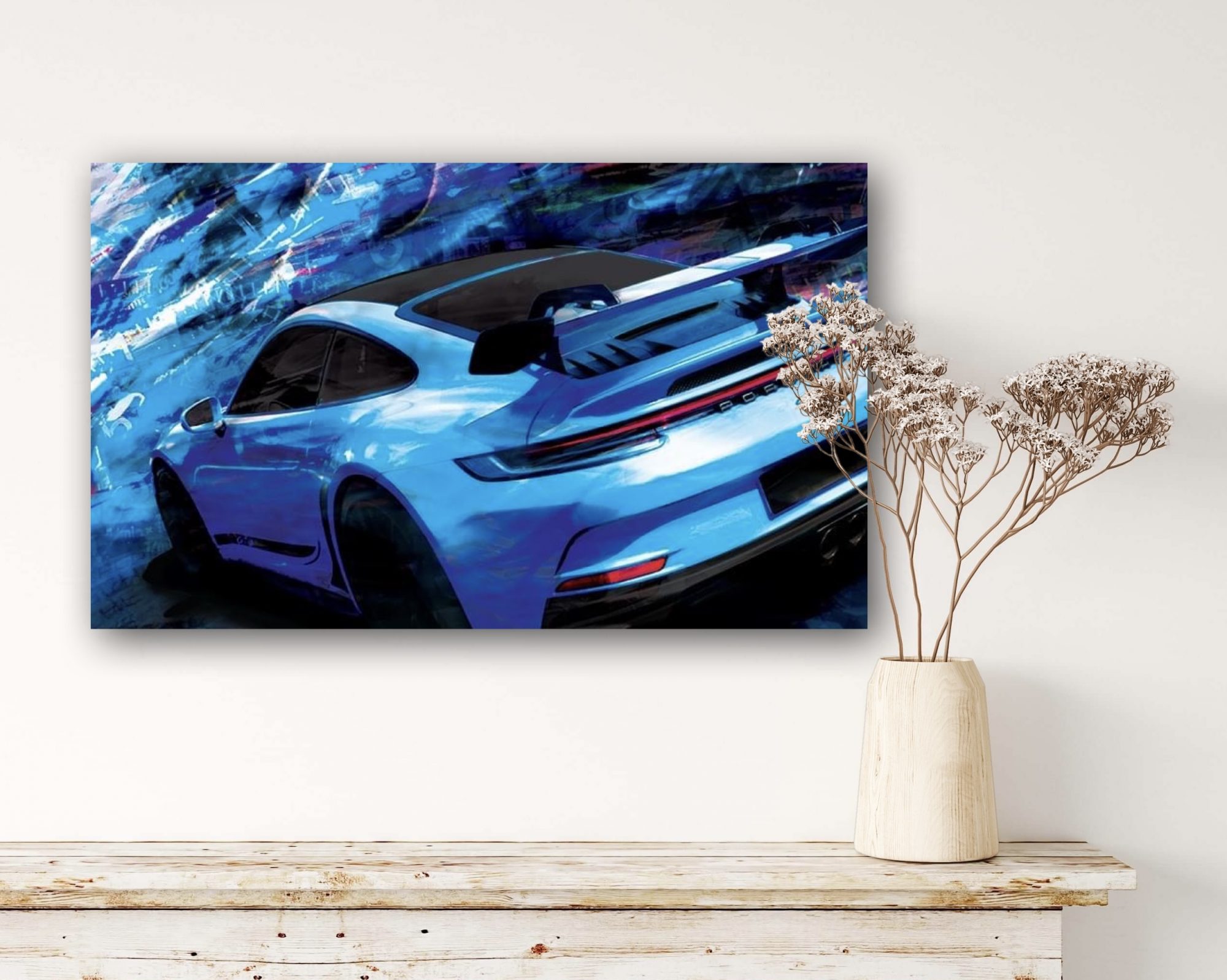 Oeuvre Porsche | 911 type 992 GT3 | artiste Caroline LLONG | fournisseur officiel de la fédération des clubs Porsche de France | art automobile | tableau Porsche
