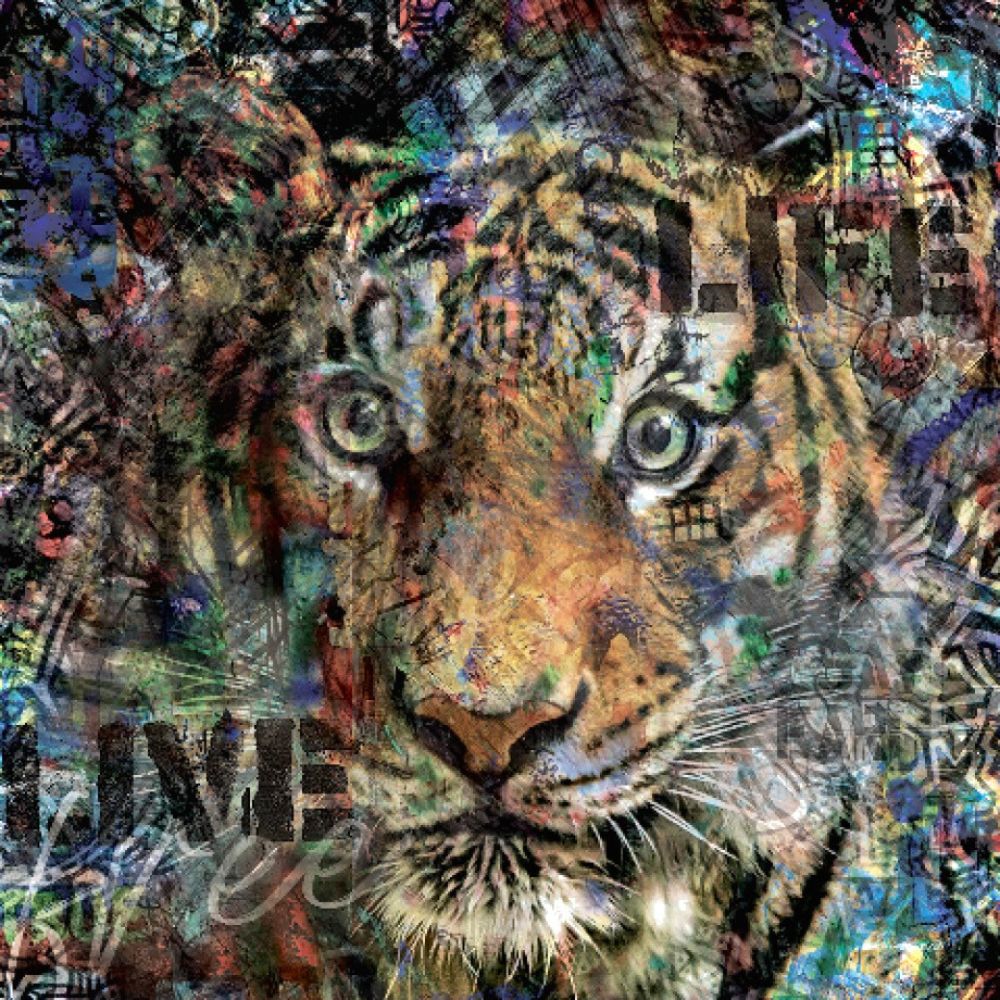 Oeuvre tigre - Artiste Caroline LLONG - Art contemporain - Art engagé - Sauvegarde du tigre sauvage - art animalier
