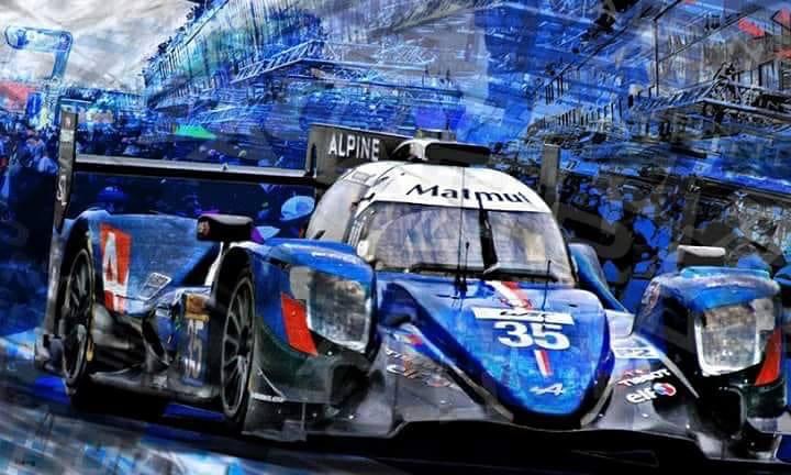 Oeuvre ALPINE A470 | Le Mans 2017 | Caroline LLONG | artiste officielle des 24h du Mans | art automobile | tableau Alpine