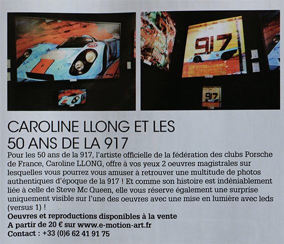 Article de presse - Flat6 - Porsche - Artiste Caroline LLONG - Fournisseur officiel de la fédération des clubs Porsche de France