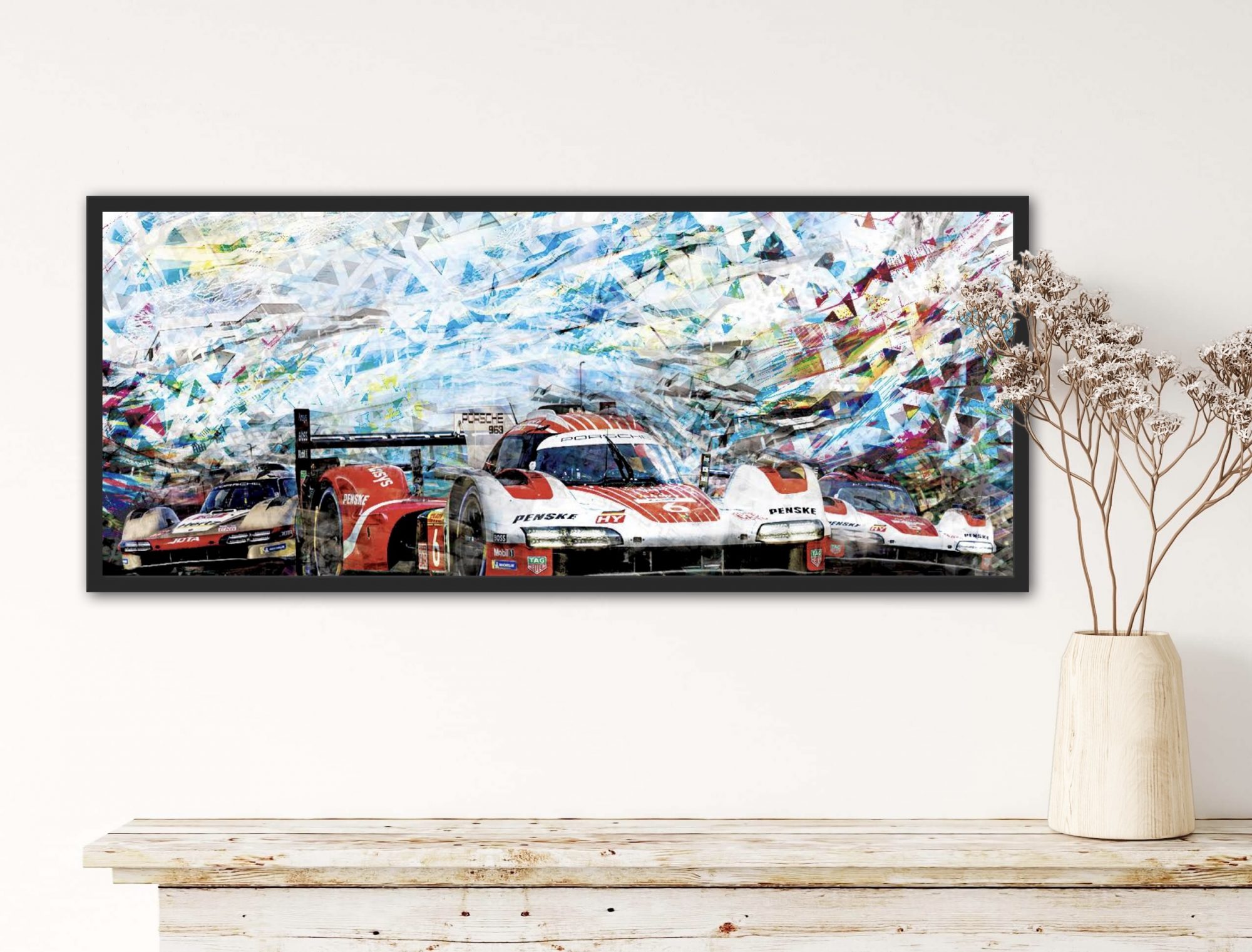 Oeuvre Porsche triplé Qatar - Caroline LLONG - artiste officelle des 24h du Mans - tableau automobile - art contemporain