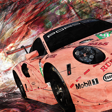 PinkPig-versus2-Caroline LLONG-artiste officielle des 24h du Mans-tableau automobile