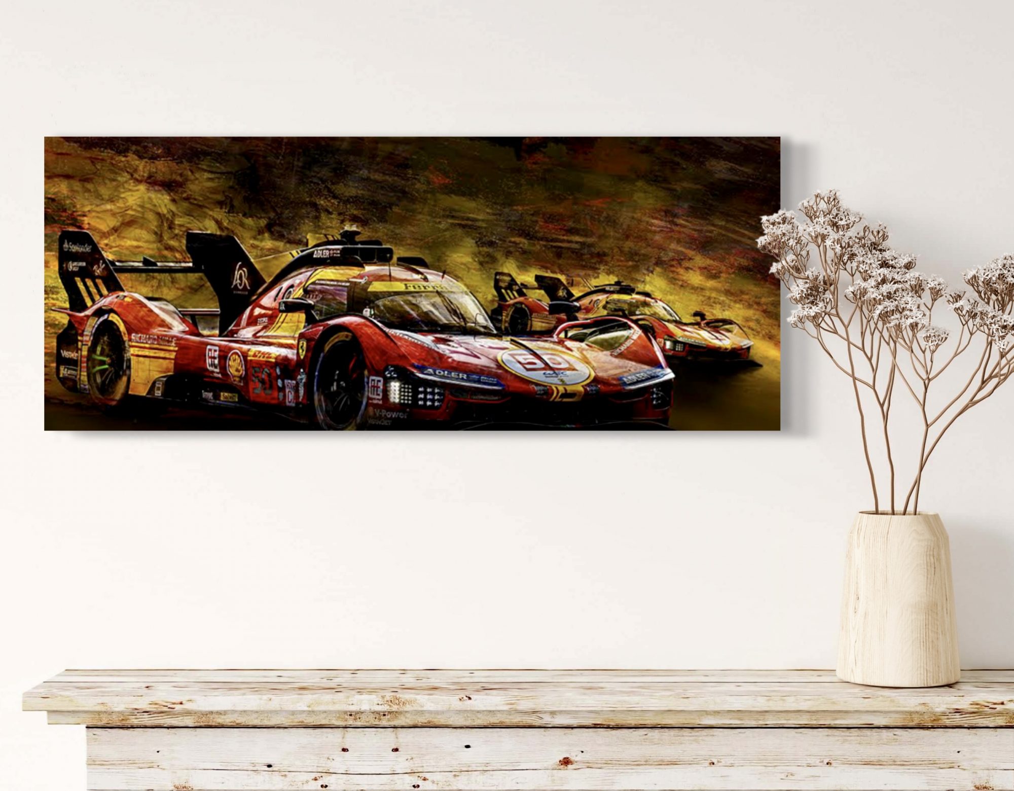 Oeuvre-Ferrari-499P-2024-Caroline-LLONG-Artiste-officielle-des-24h-du-Mans-art-automobile-reproduction-FineArt-dibond